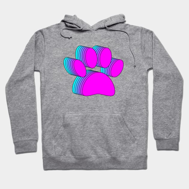 Pink Purple And Blue Dog Paws Hoodie by Braznyc